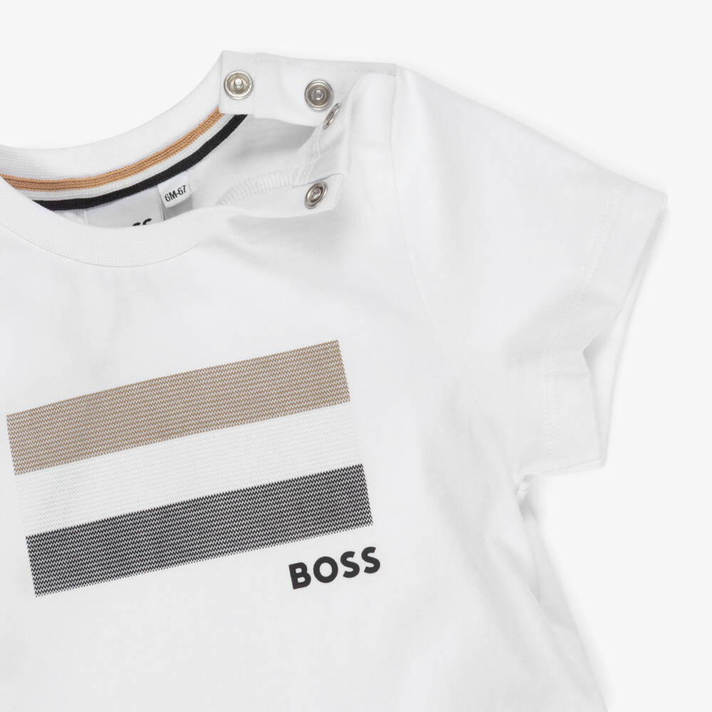 BOSS-Boys Navy Blue Cotton Shorts Set with Signature Stripes | Childrensalon