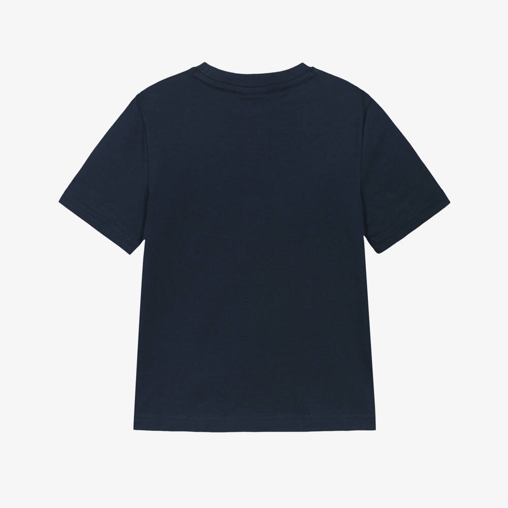 BOSS-Футболка синяя из хлопка с повторяющимся логотипом для мальчиков | Childrensalon