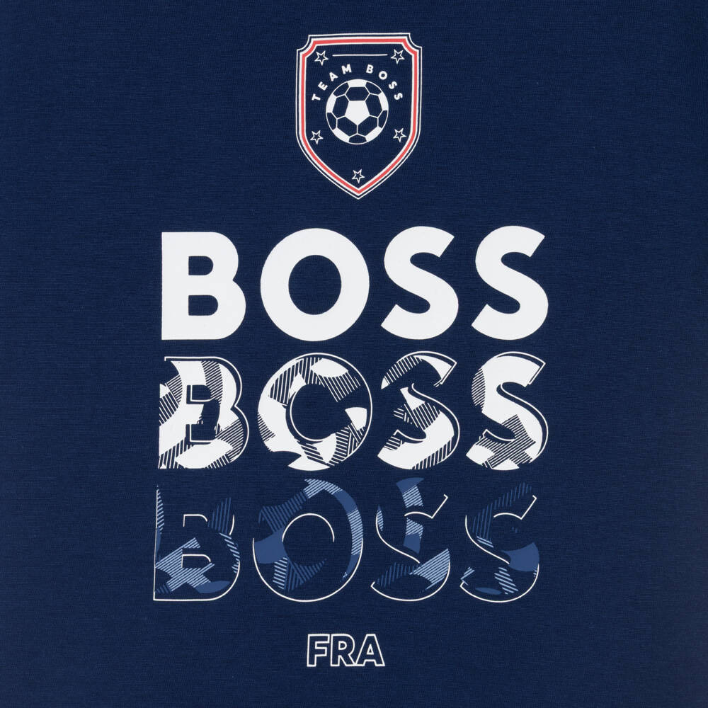BOSS-Boys Navy Blue Cotton World Cup 2026 France T-Shirt | Childrensalon