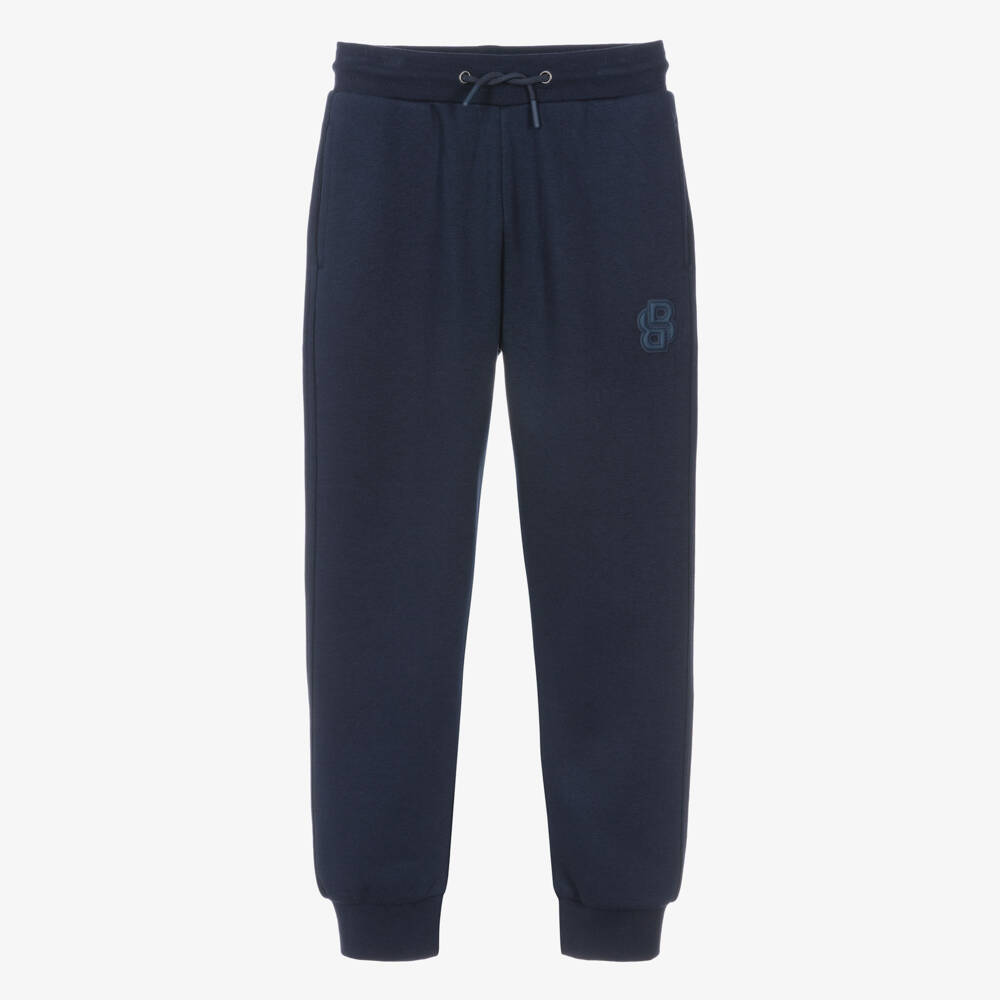 BOSS-Boys Navy Blue Double B Cuffed Joggers | Childrensalon