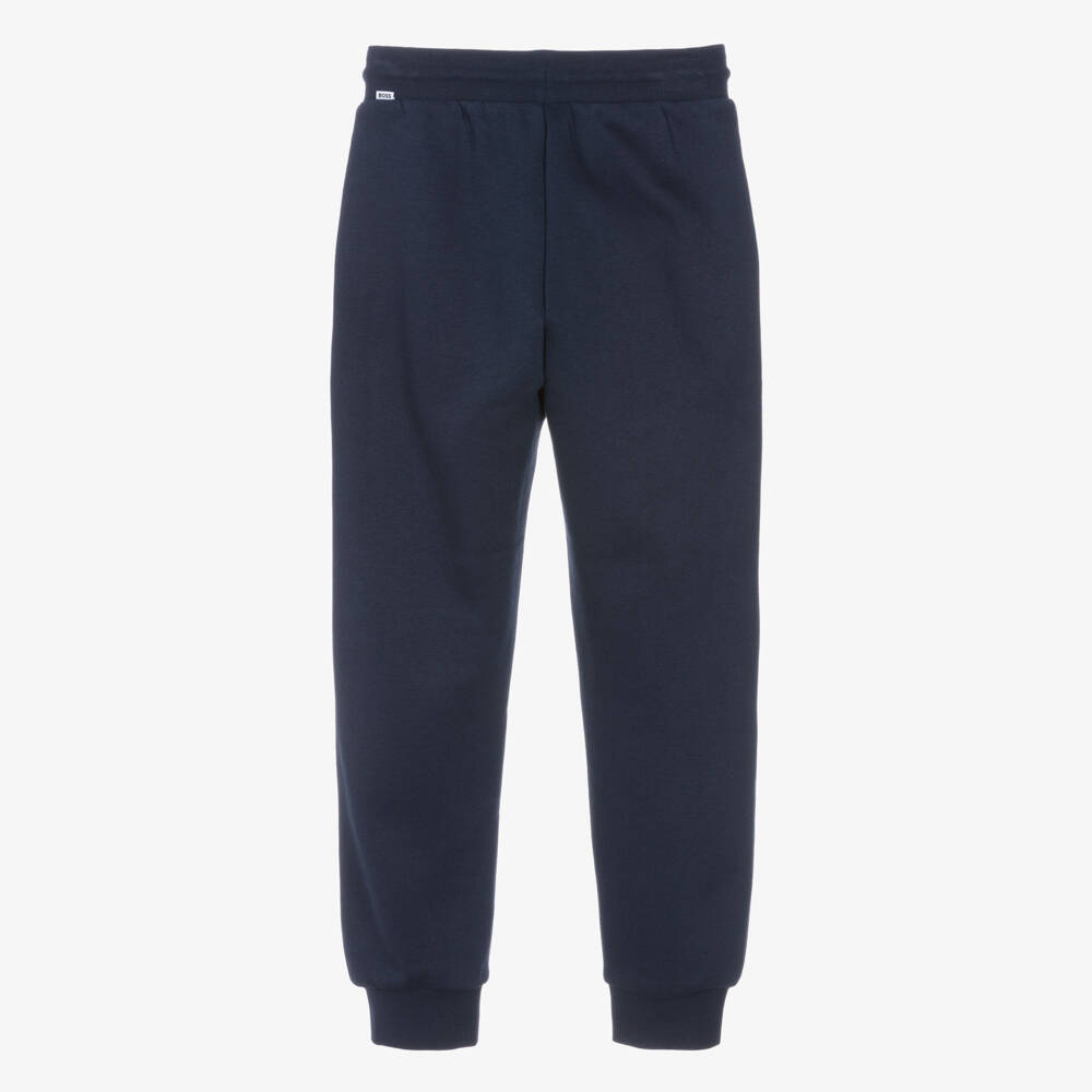 BOSS-Boys Navy Blue Double B Cuffed Joggers | Childrensalon