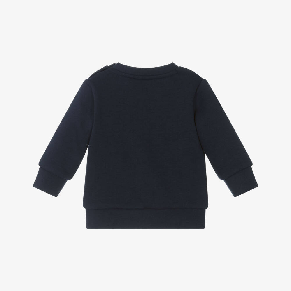BOSS-Boys Navy Blue Embroidered Logo Sweatshirt | Childrensalon