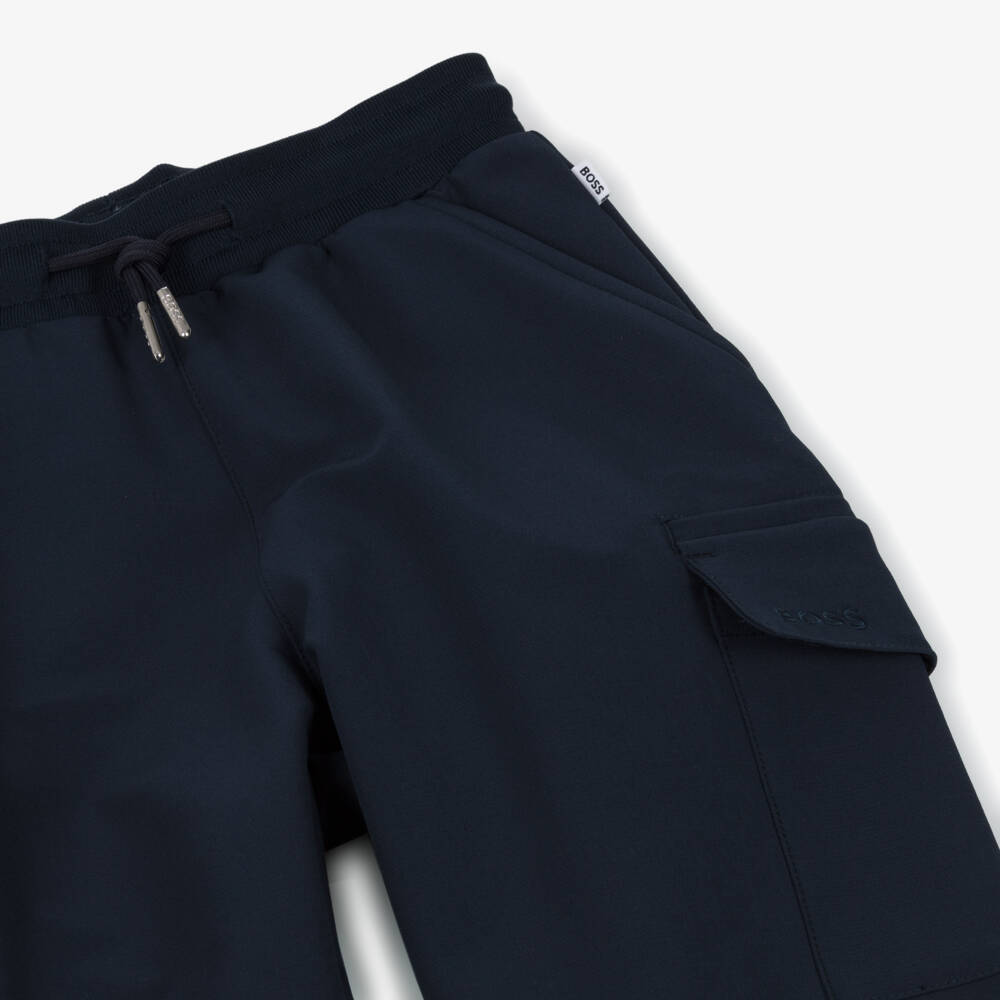 BOSS-Джоггеры карго из трикотажа синие для мальчиков | Childrensalon