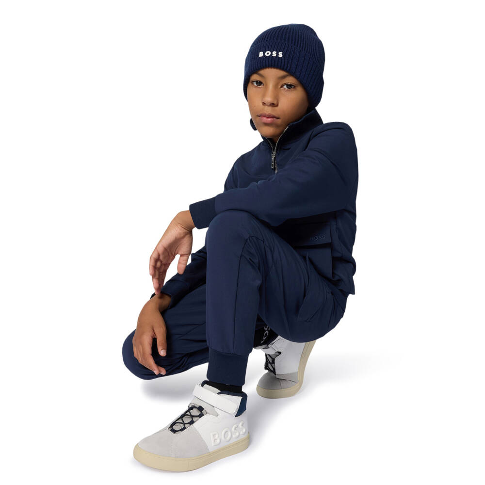 BOSS-Джоггеры карго из трикотажа синие для мальчиков | Childrensalon