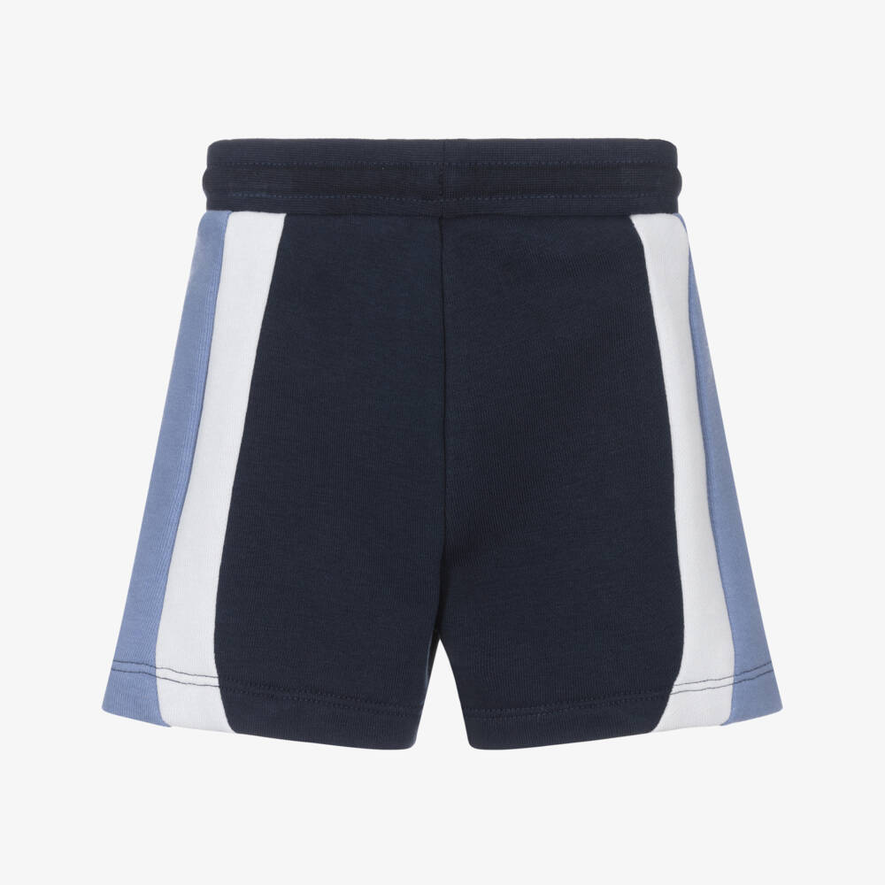 BOSS-Boys Navy Blue Jersey Shorts with Stripes | Childrensalon
