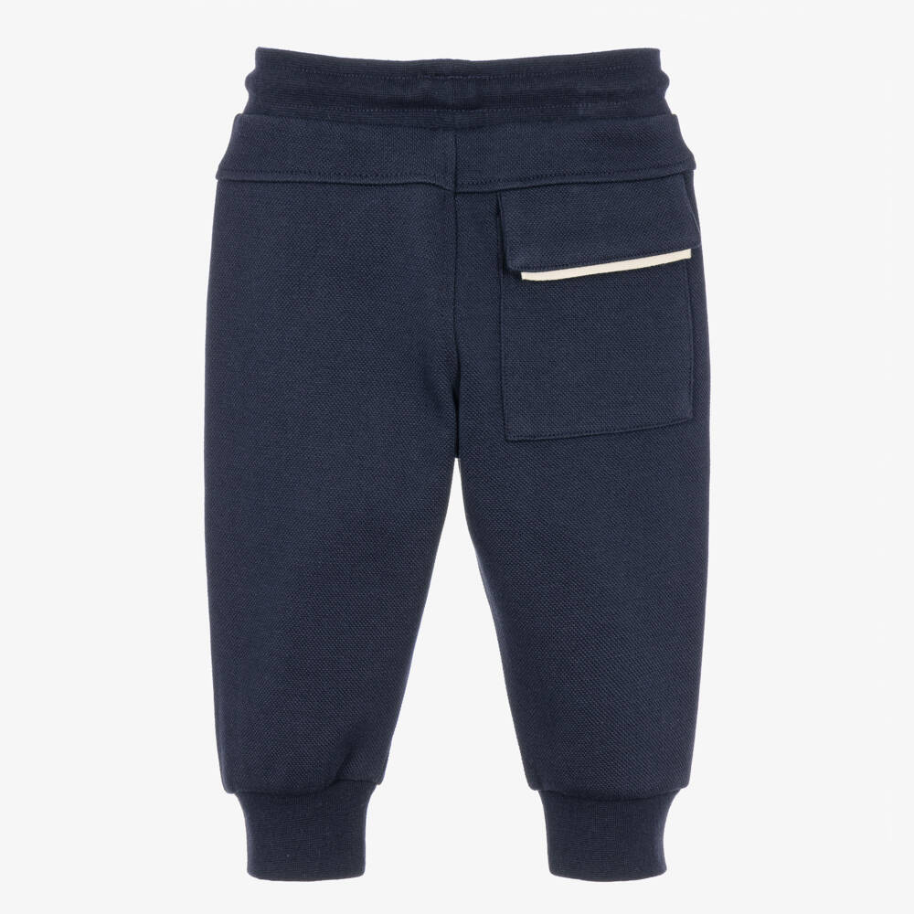 BOSS-Boys Navy Blue Joggers with a Drawstring Waist | Childrensalon