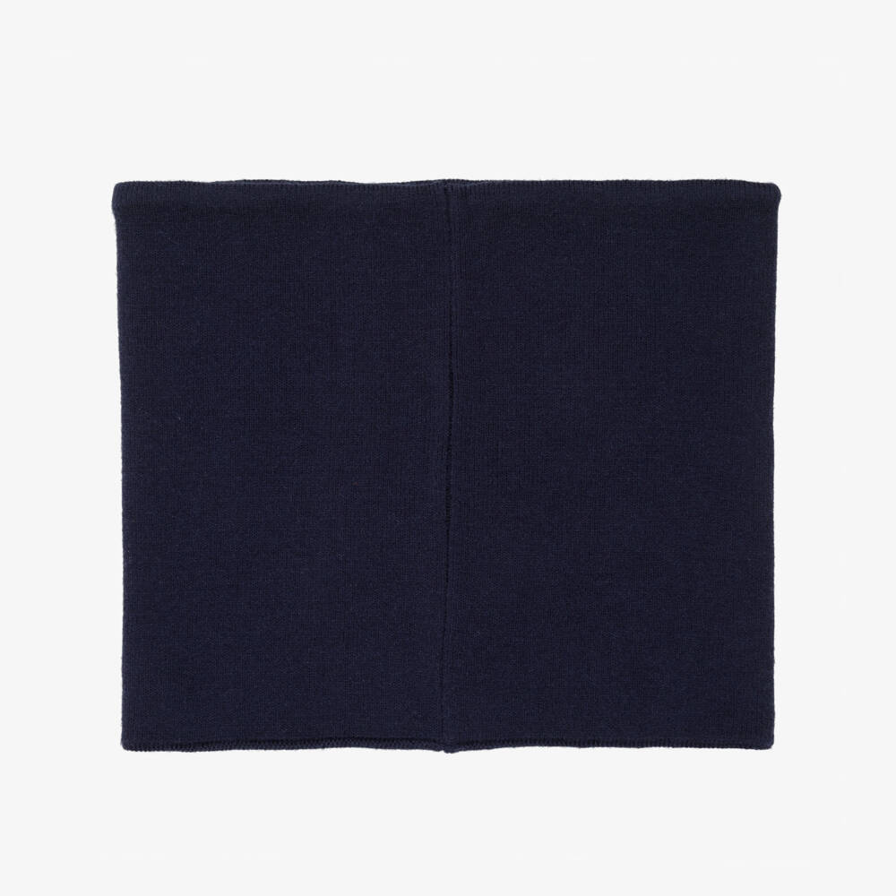BOSS-Boys Navy Blue Knitted Snood with Textured Logo | Childrensalon