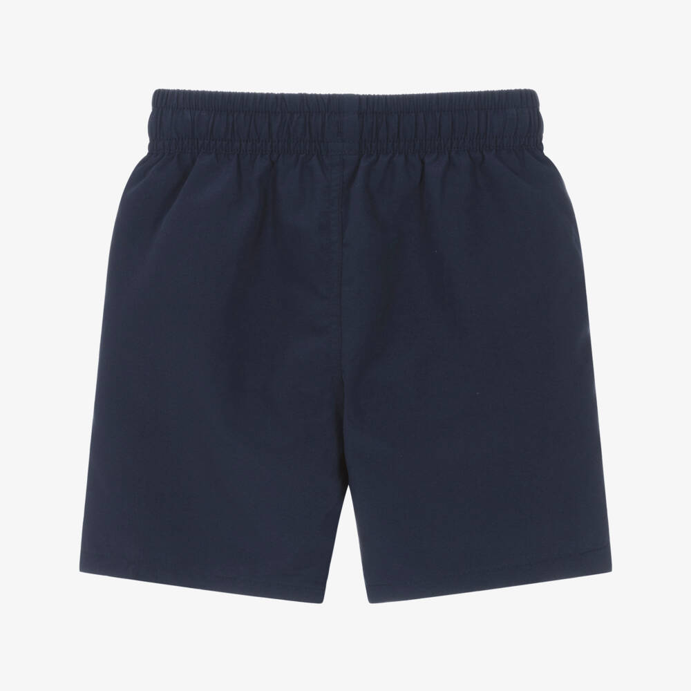 BOSS-Boys Navy Blue Logo Swim Shorts with Tricolour Detailing | Childrensalon