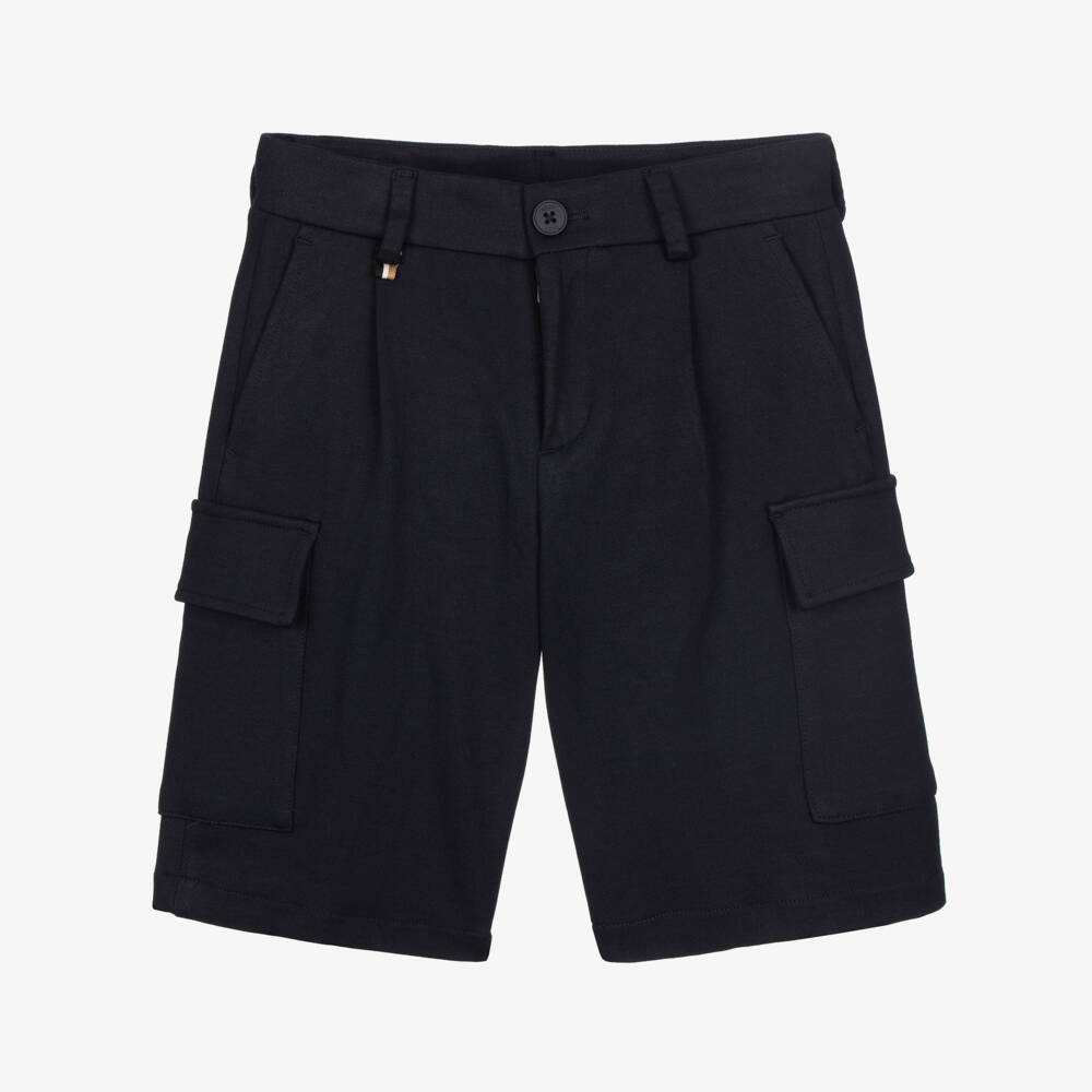 BOSS-Boys Navy Blue Milano Jersey Cargo Shorts | Childrensalon