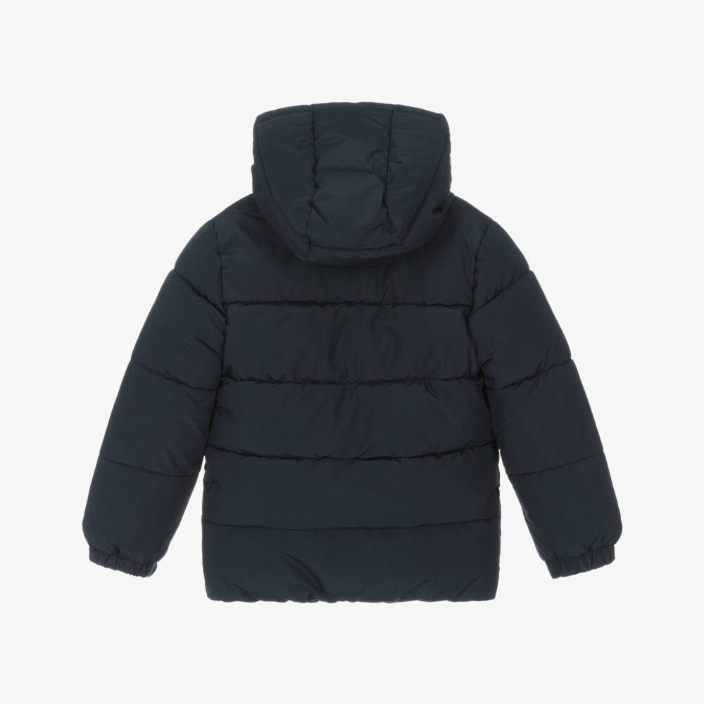 BOSS-Пуховик синий с логотипом в тон для мальчиков | Childrensalon