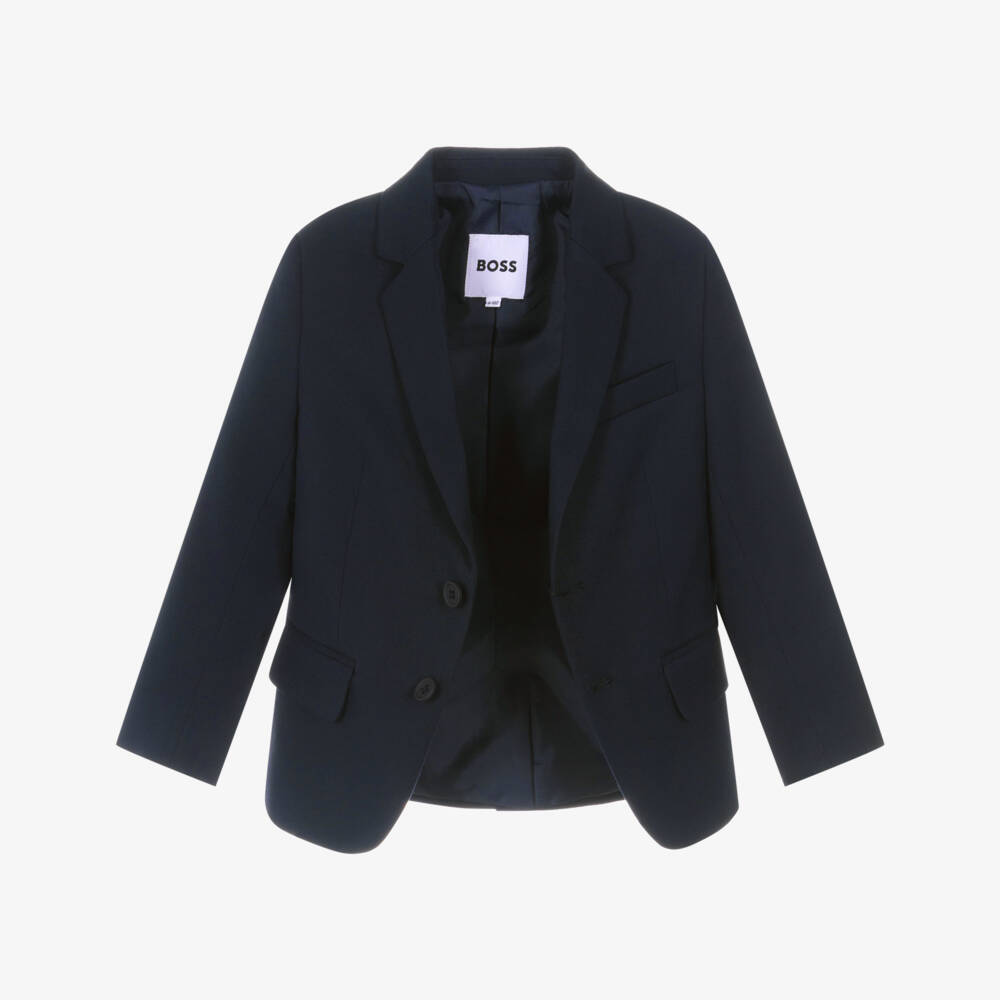 BOSS-Boys Navy Blue Single-Breasted Suit  | Childrensalon