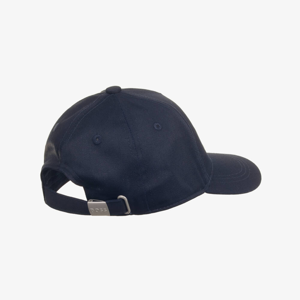 BOSS-Boys Navy Blue Twill Ombré Logo Cap | Childrensalon