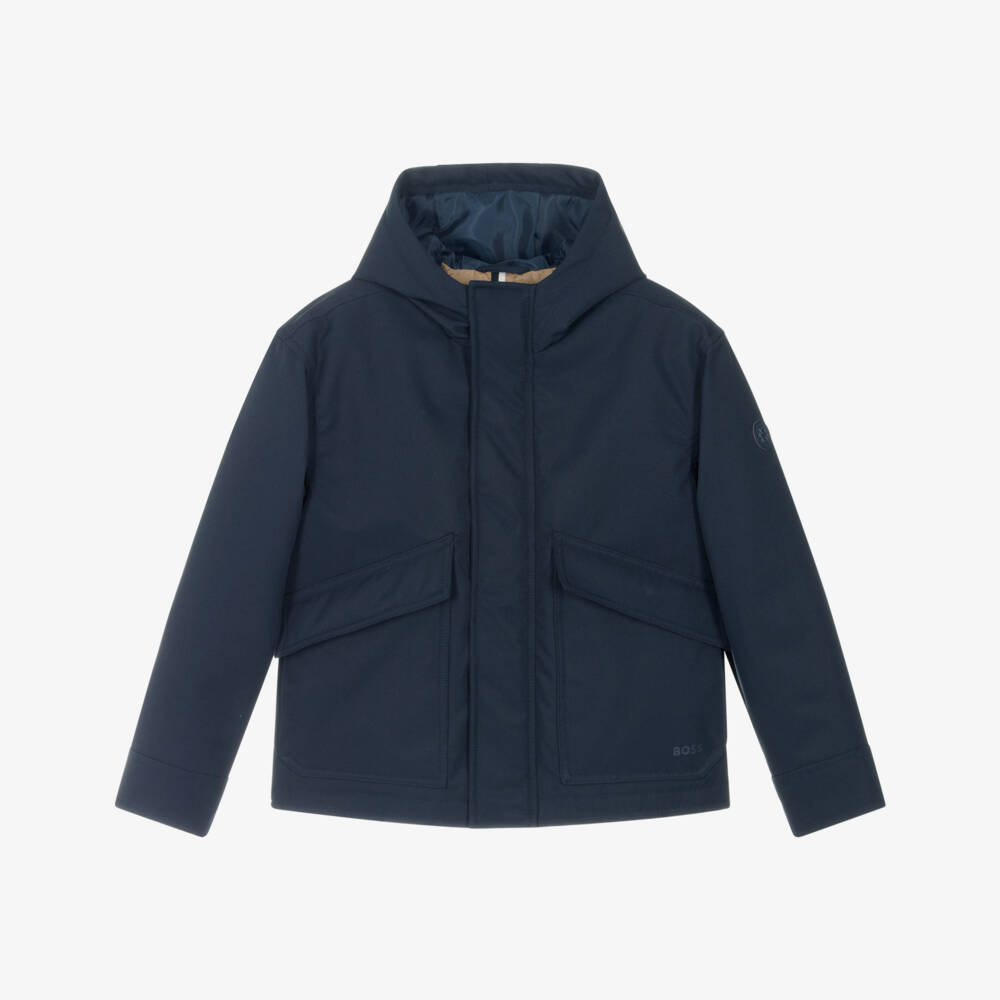 BOSS-Boys Navy Blue Water-Repellent Jacket | Childrensalon