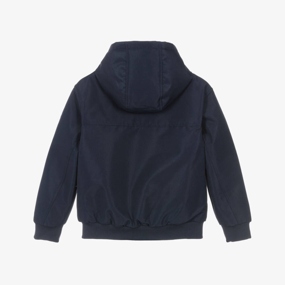 BOSS-Boys Navy Blue Water-Repellent Jacket with Hood | Childrensalon