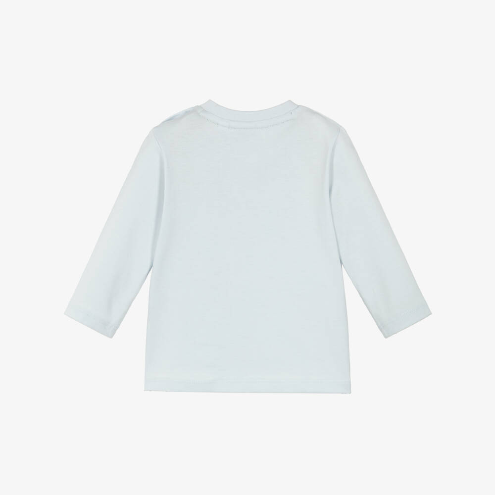 BOSS-Boys Pale Blue Cotton Logo Top | Childrensalon