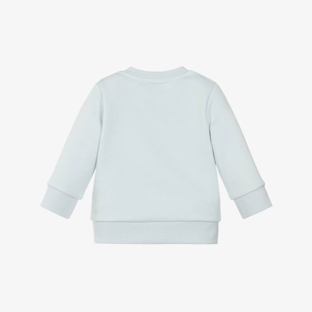 BOSS-Boys Pale Blue Embroidered Logo Sweatshirt | Childrensalon