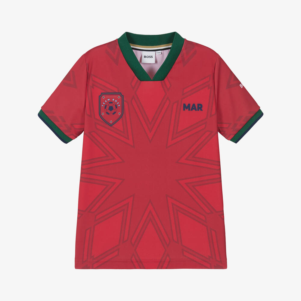 BOSS-Boys Red Football World Cup 2026 Morocco T-Shirt | Childrensalon