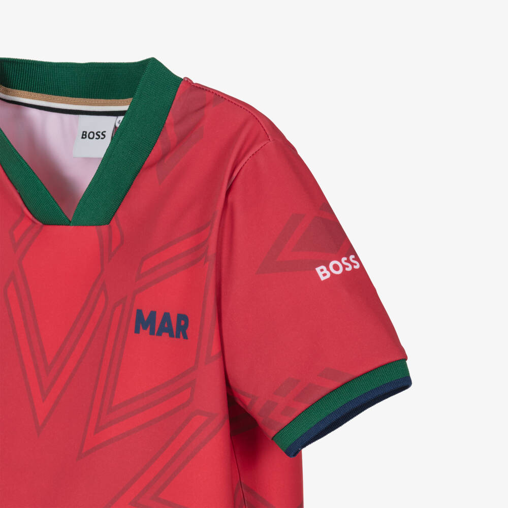 BOSS-Boys Red Football World Cup 2026 Morocco T-Shirt | Childrensalon