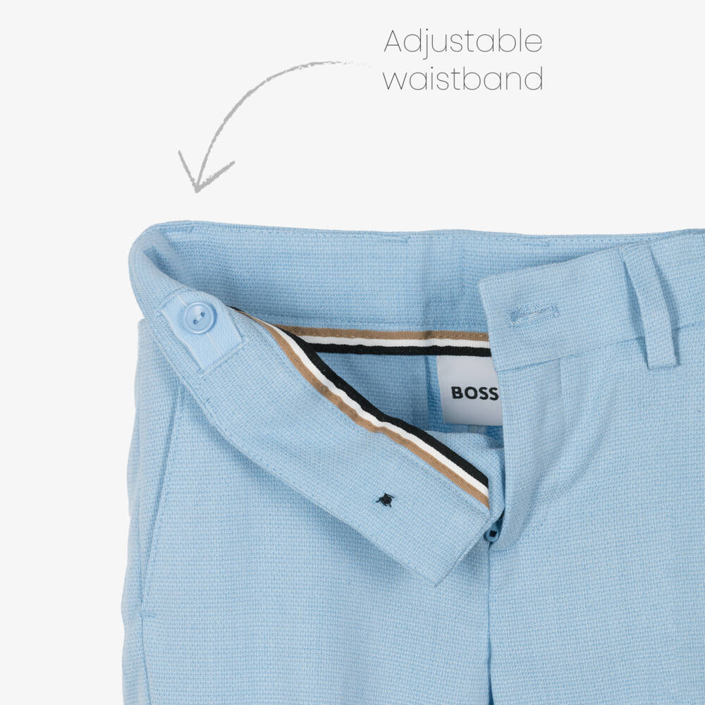 BOSS-Boys Smart Blue Shorts | Childrensalon