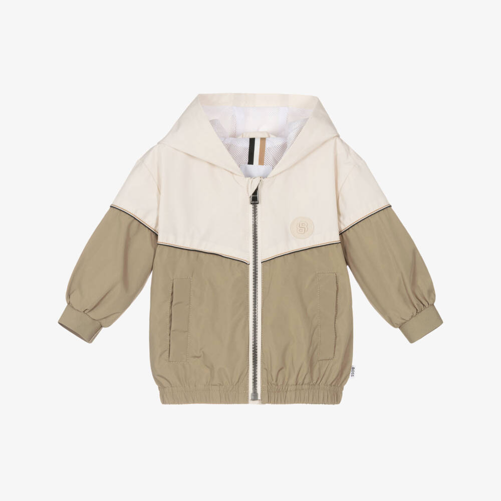BOSS-Boys Two Tone Beige Windbreaker Jacket | Childrensalon