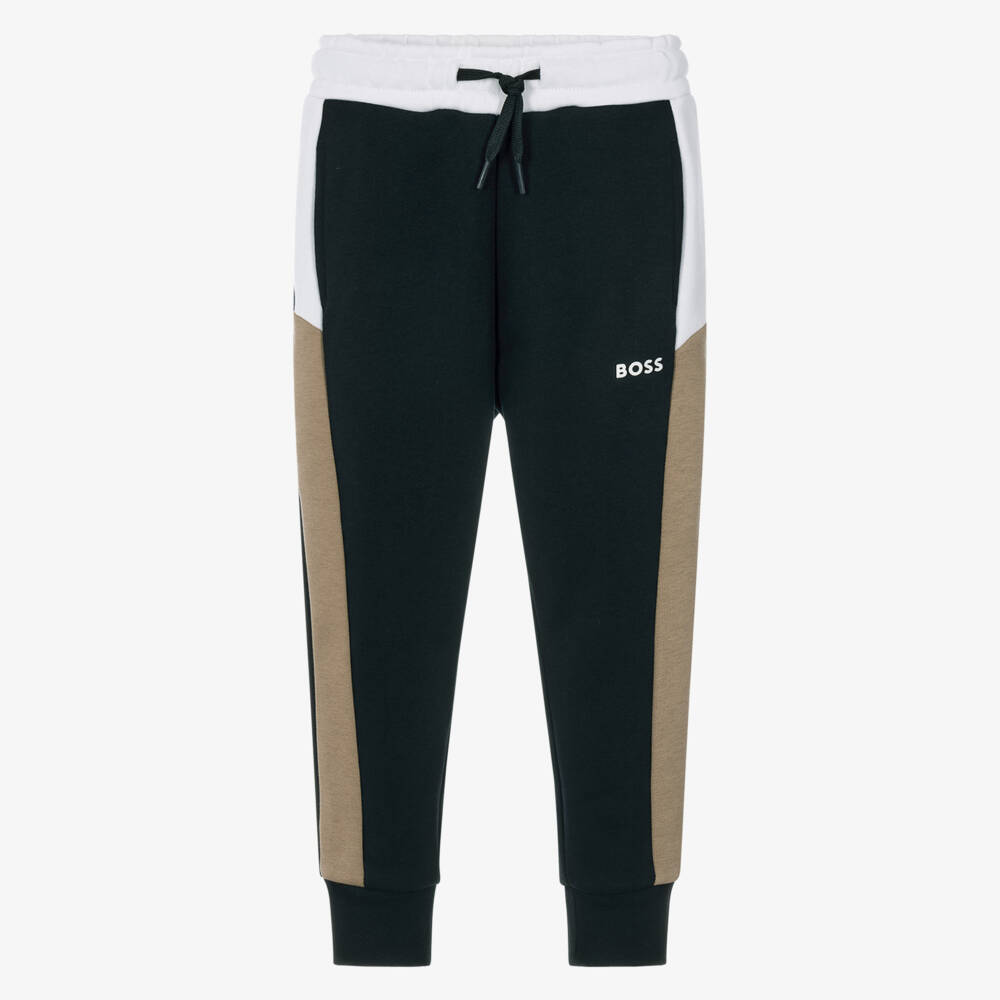 BOSS-Boys Warm Black Colourblock Joggers | Childrensalon