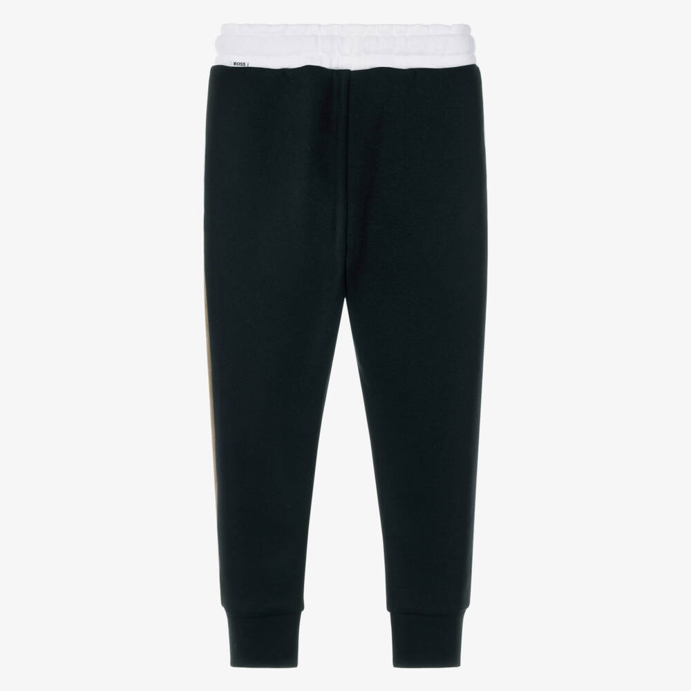 BOSS-Boys Warm Black Colourblock Joggers | Childrensalon