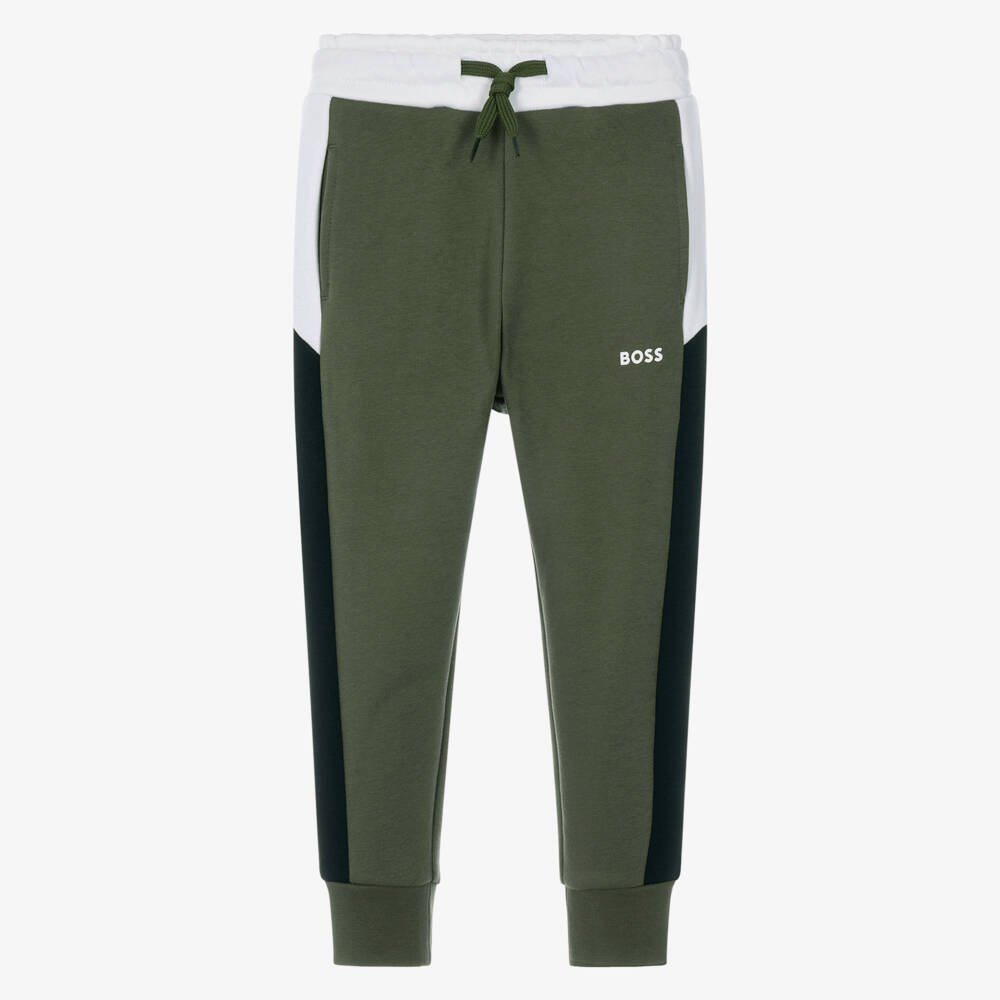 BOSS-Boys Warm Moss Green Joggers | Childrensalon