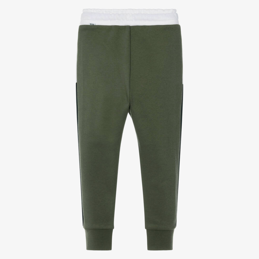 BOSS-Boys Warm Moss Green Joggers | Childrensalon
