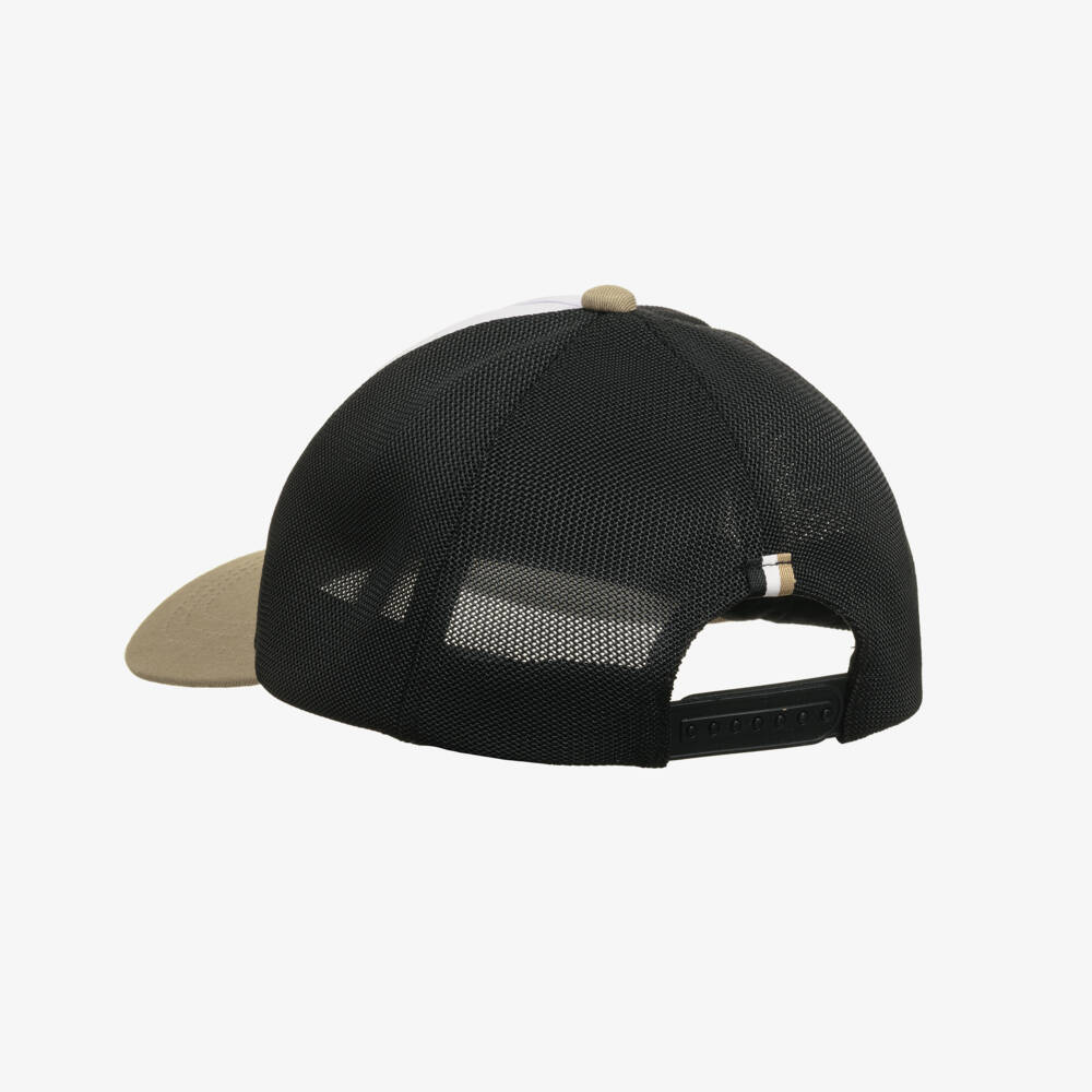 BOSS-Boys White & Beige Colourblock Cap | Childrensalon
