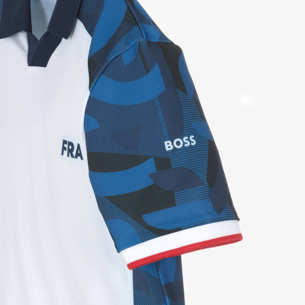 BOSS-Boys White & Blue Football World Cup 2026 France T-Shirt | Childrensalon