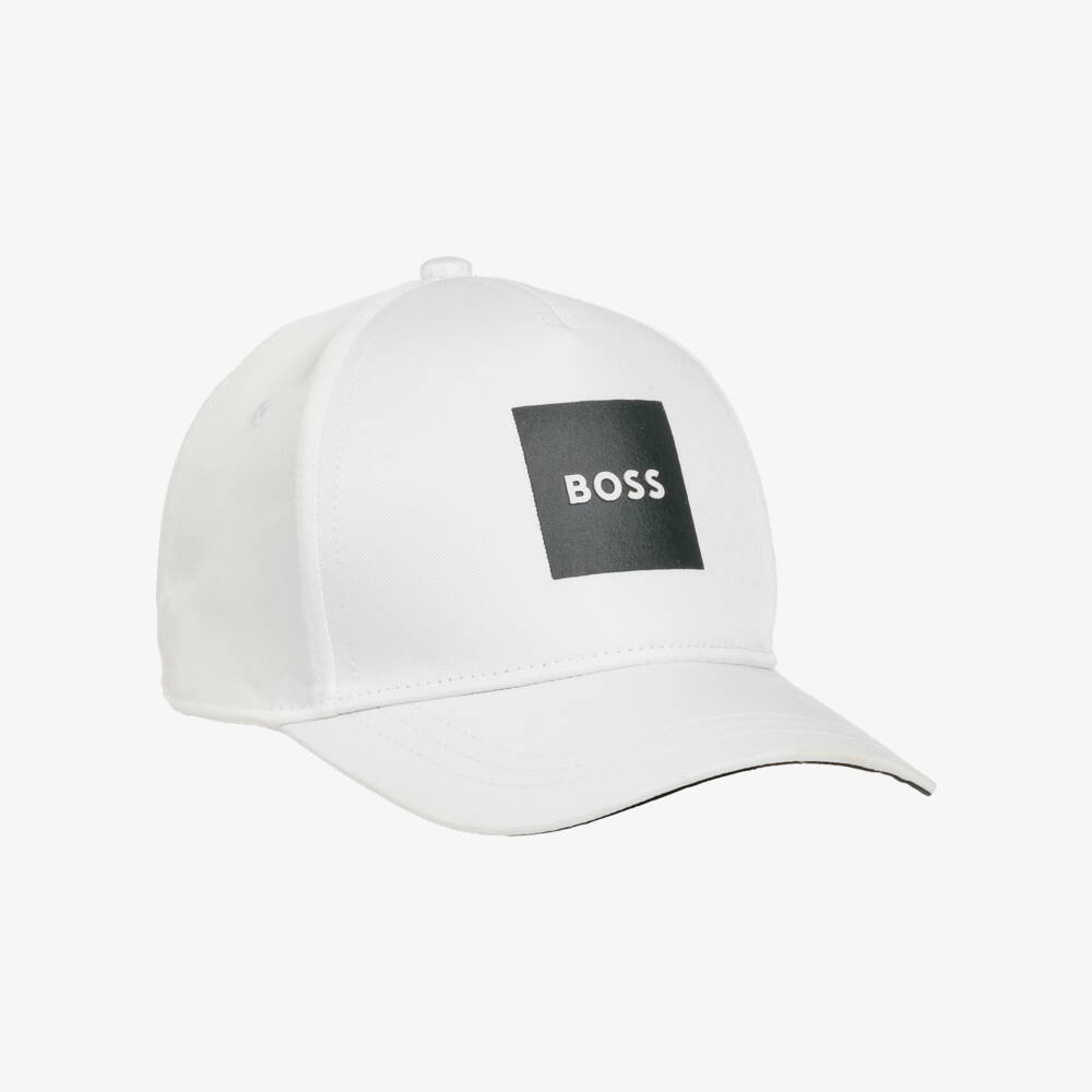 BOSS-Boys White Cap with Black Logo | Childrensalon