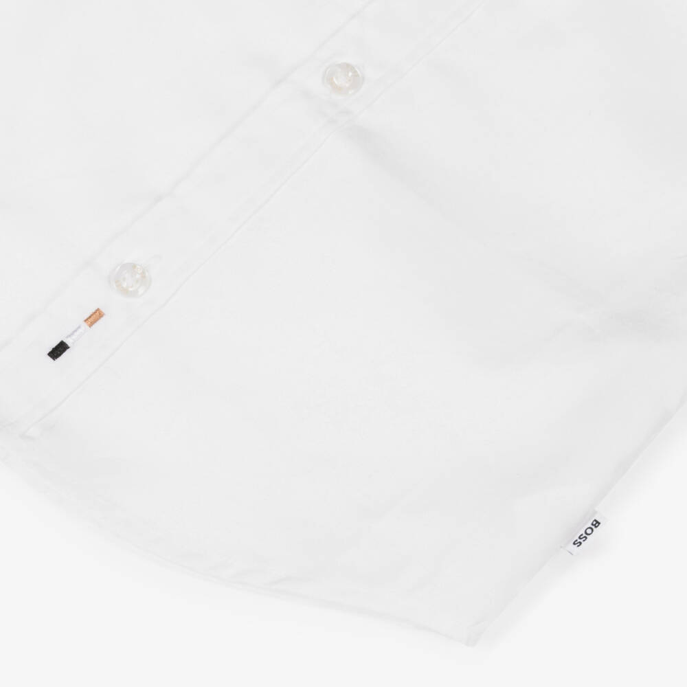 BOSS-Boys White Cotton Shirt | Childrensalon