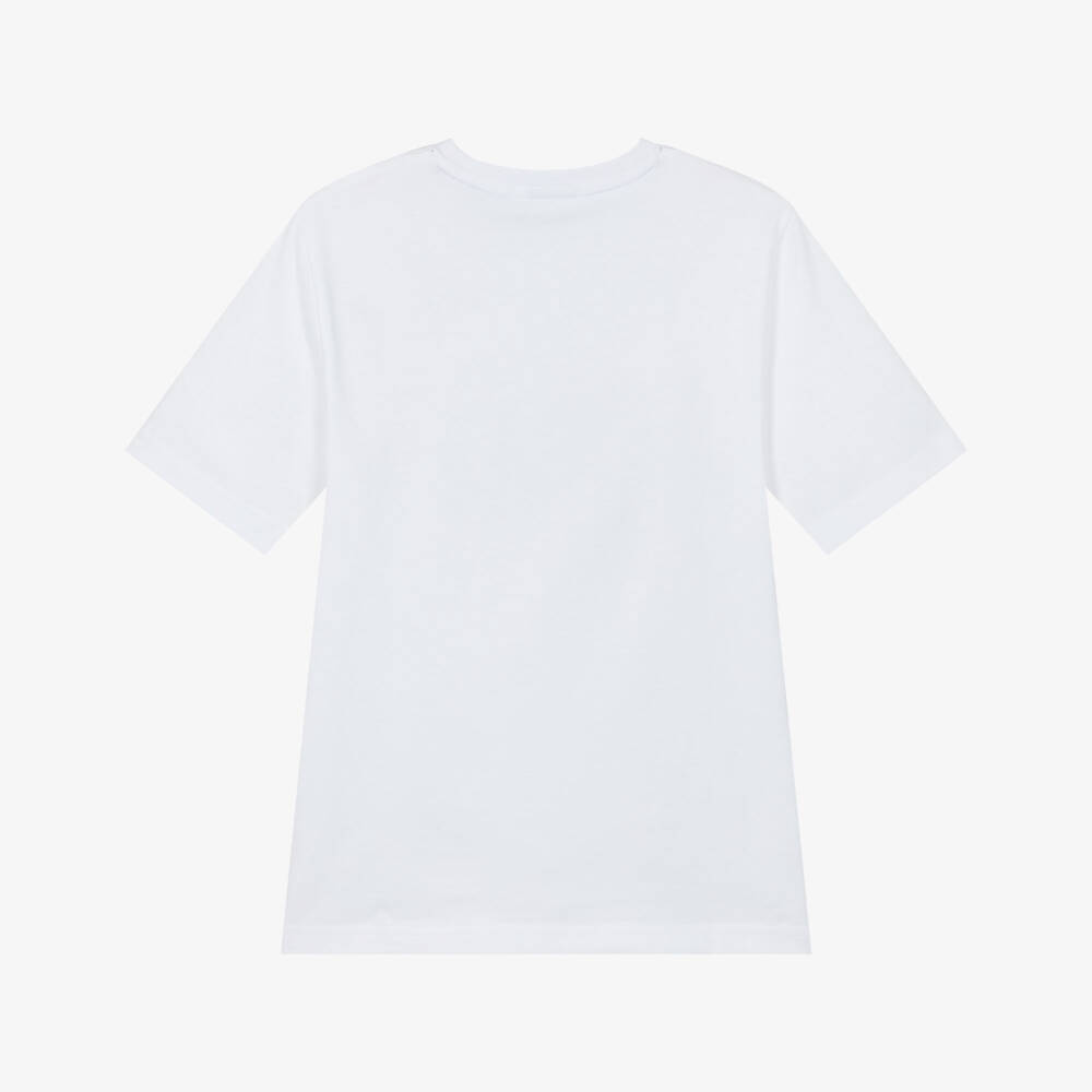 BOSS-Boys White Cotton T-Shirt with Gradient Logo | Childrensalon