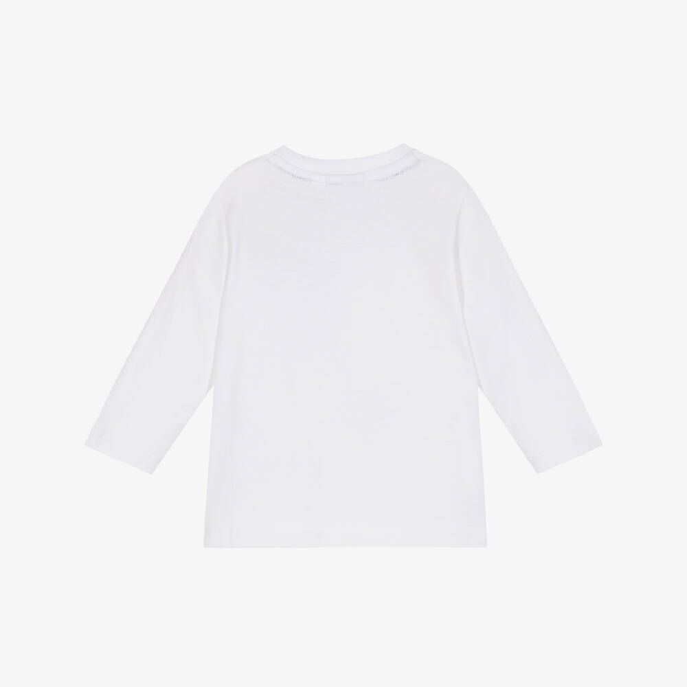 BOSS-توب قطن بطبعة شعار لون أبيض للأولاد | Childrensalon