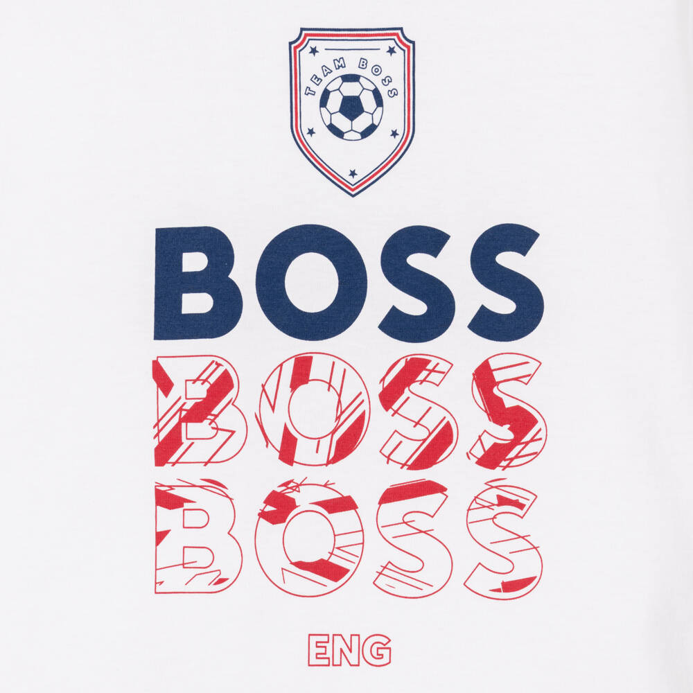 BOSS-Boys White Cotton World Cup 2026 England T-Shirt | Childrensalon