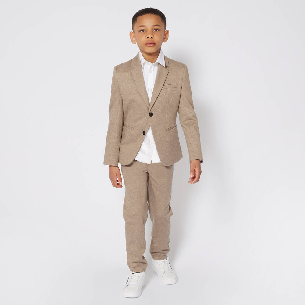 BOSS-Boys White Oxford Cotton Shirt | Childrensalon