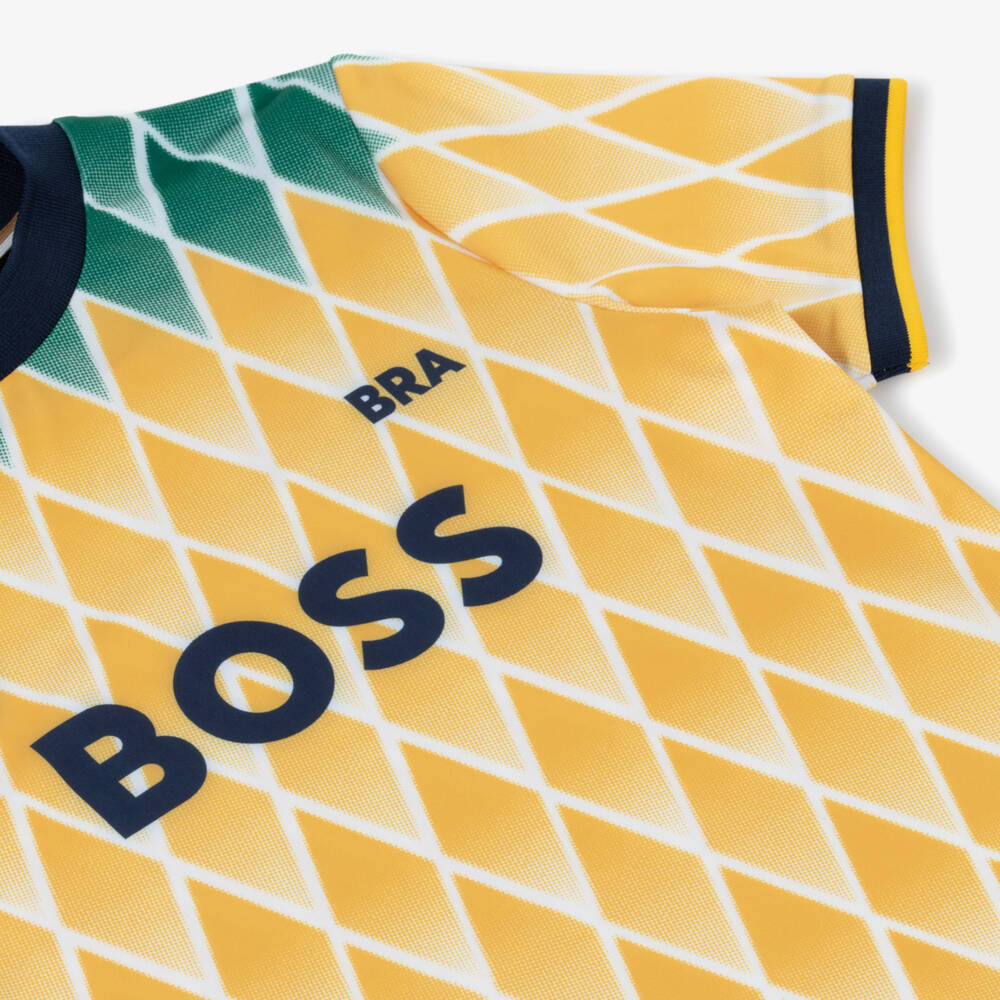 BOSS-Boys Yellow Football World Cup 2026 Brazil T-Shirt | Childrensalon