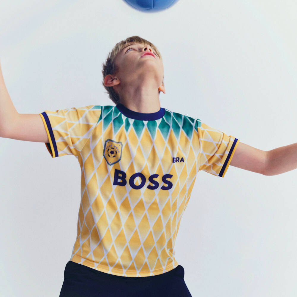 BOSS-Boys Yellow Football World Cup 2026 Brazil T-Shirt | Childrensalon