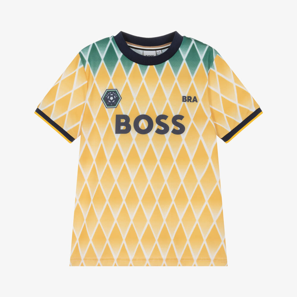 BOSS-Boys Yellow Football World Cup 2026 Brazil T-Shirt | Childrensalon