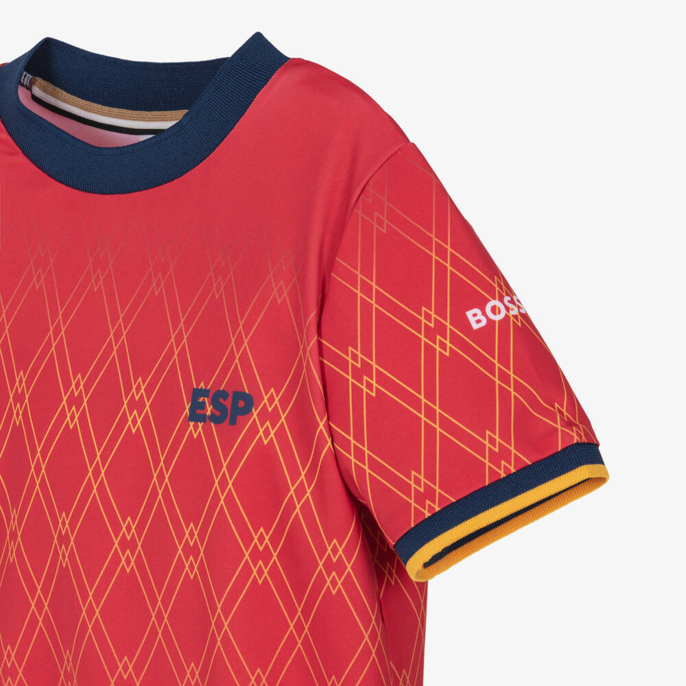 BOSS-Boys Yellow Football World Cup 2026 Spain T-Shirt | Childrensalon