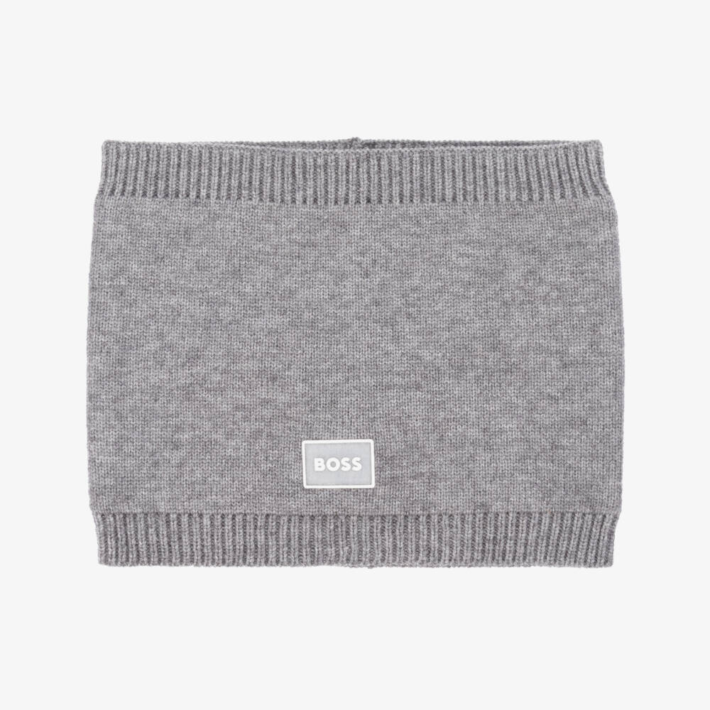BOSS-Снуд серый вязаный с двойным слоем | Childrensalon
