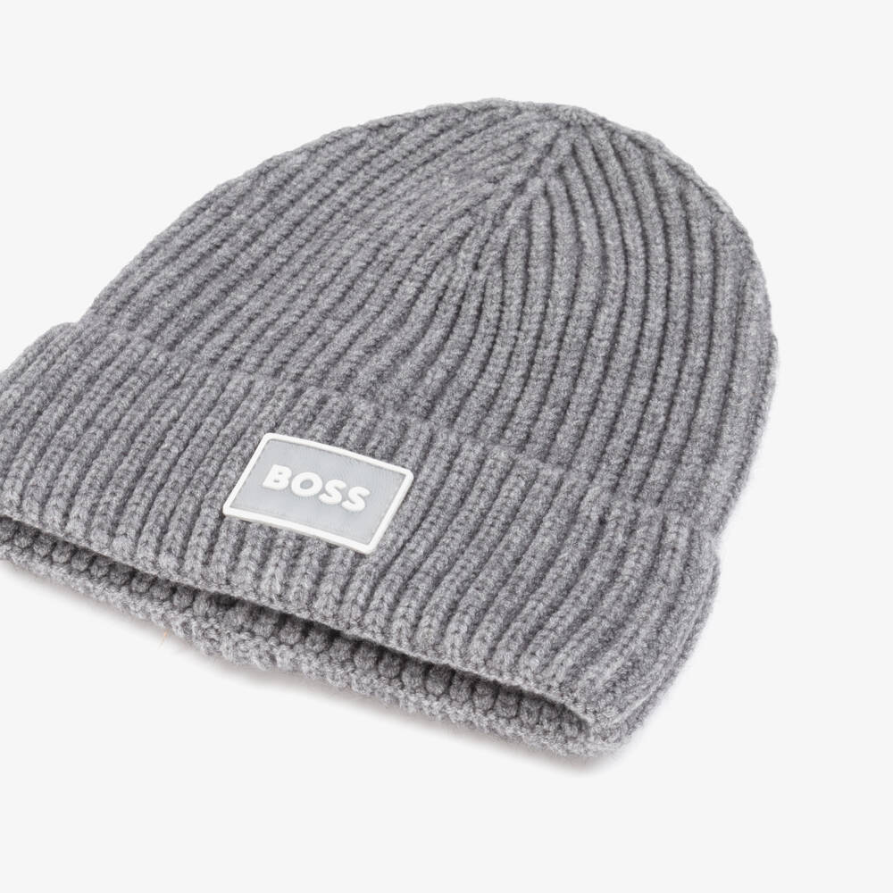 BOSS-Шапка серая вязаная в рубчик | Childrensalon