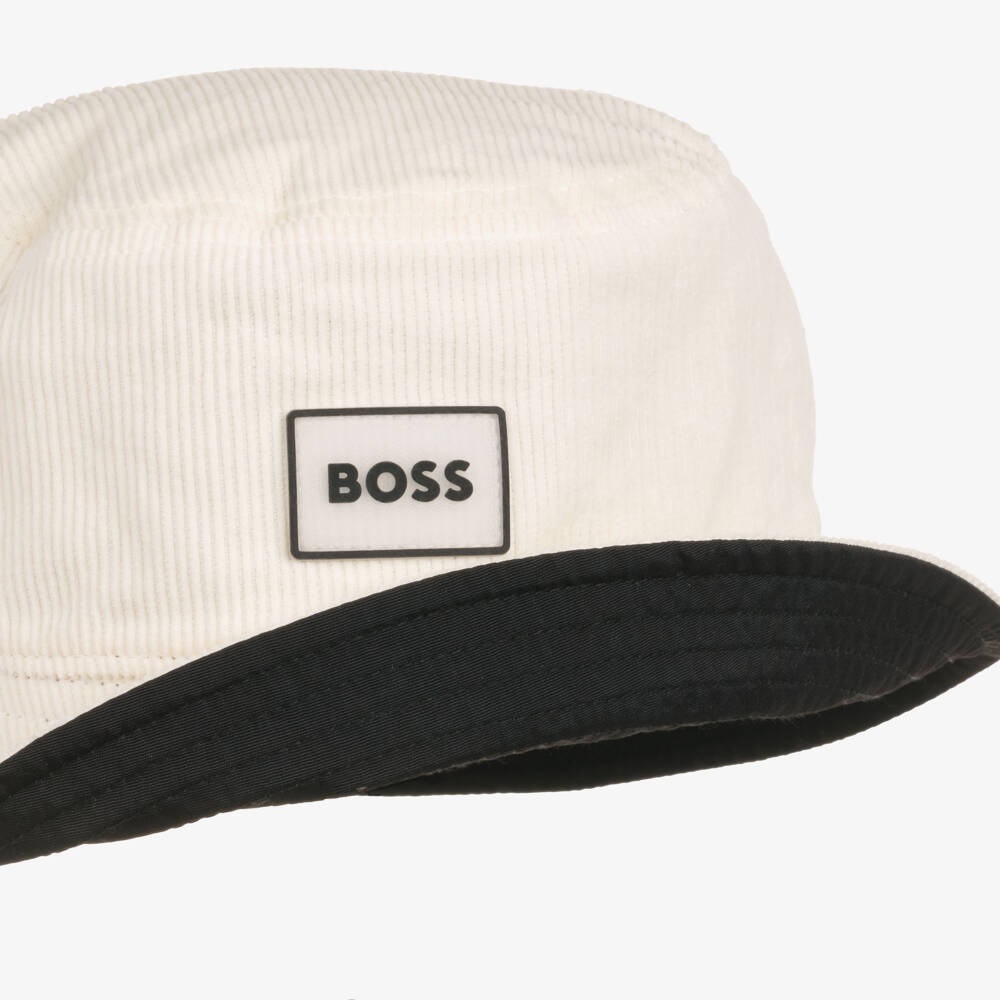 BOSS-Ivory & Black Reversible Bucket Hat | Childrensalon