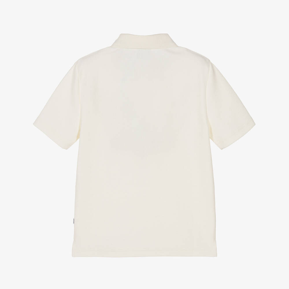 BOSS-Ivory Pique Polo T-Shirt | Childrensalon
