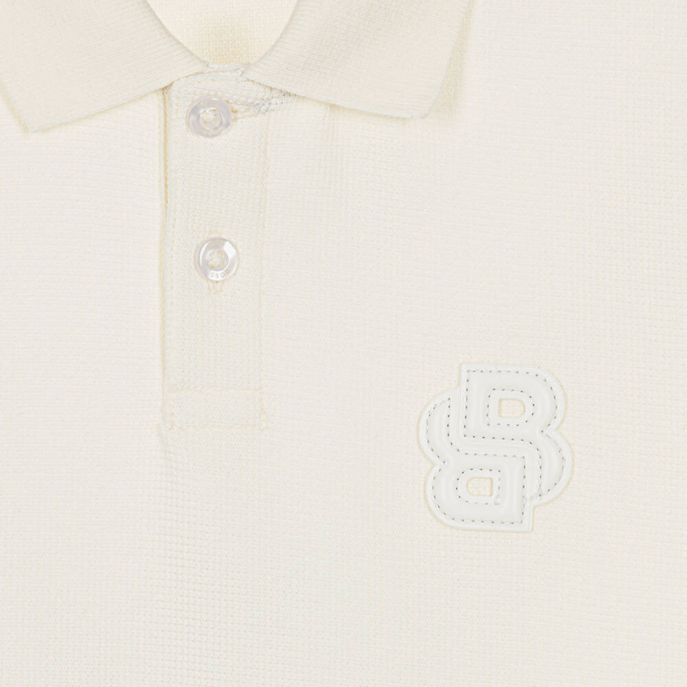 BOSS-Ivory Pique Polo T-Shirt | Childrensalon