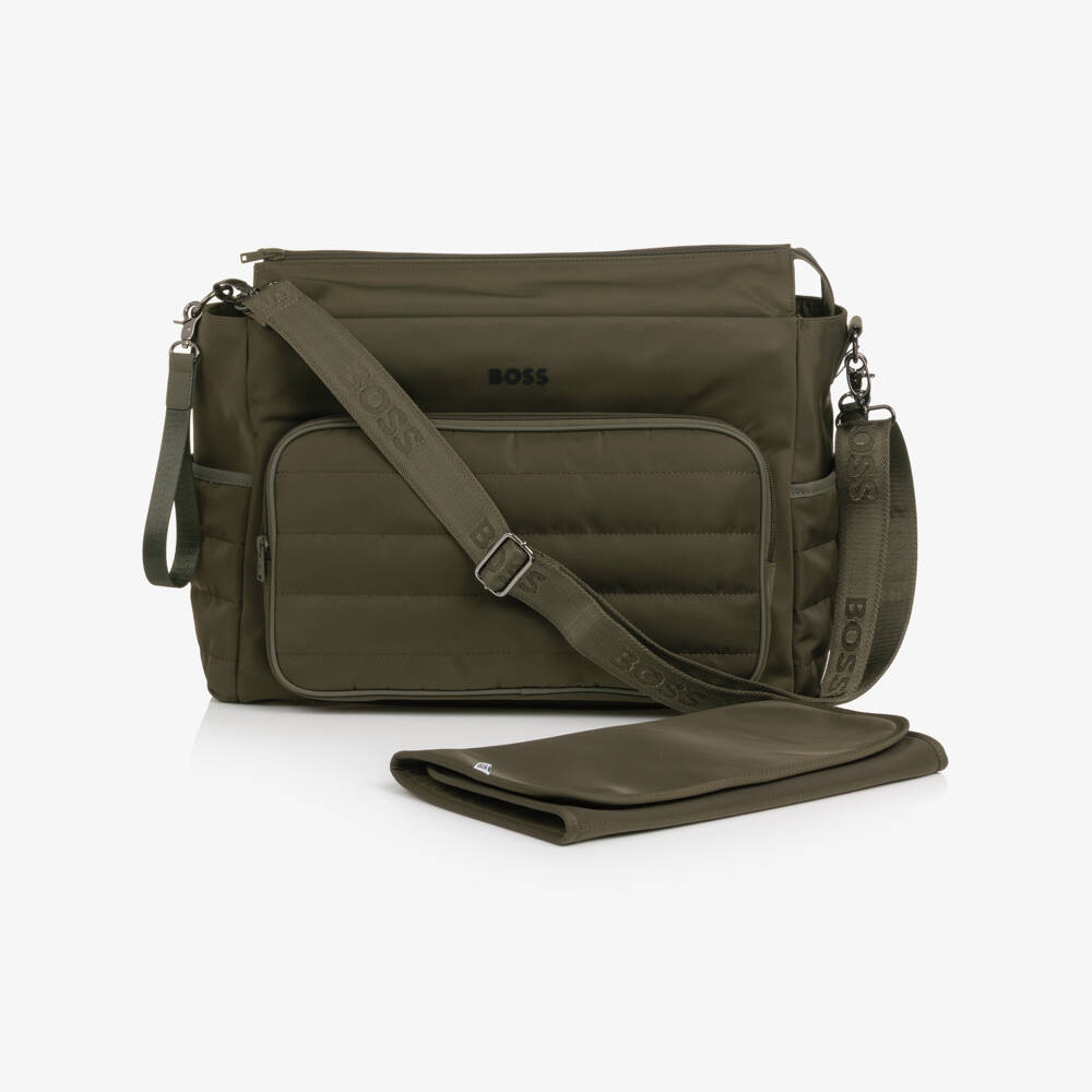 BOSS-Khaki Green Changing Bag with Mat (39cm) | Childrensalon