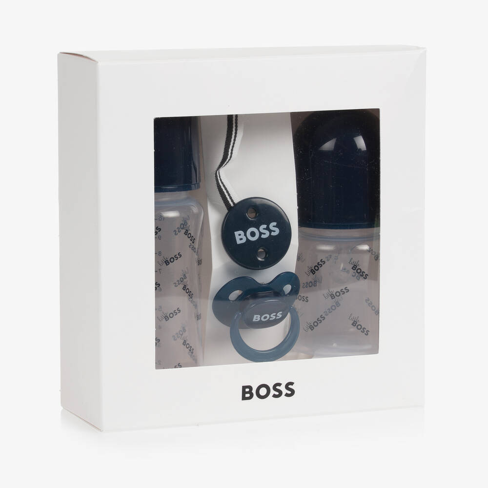 BOSS-Navy Blue Bottle & Dummy Set | Childrensalon