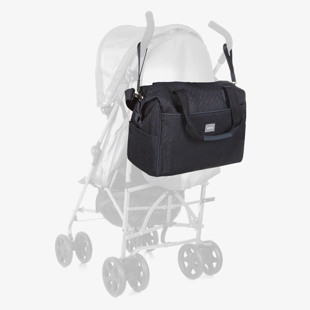 BOSS-Navy Blue Monogram Logo Changing Bag (40cm) | Childrensalon