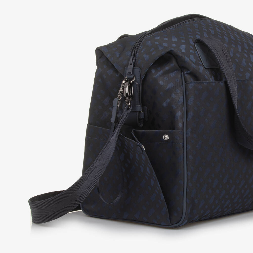 BOSS-Navy Blue Monogram Logo Changing Bag (40cm) | Childrensalon