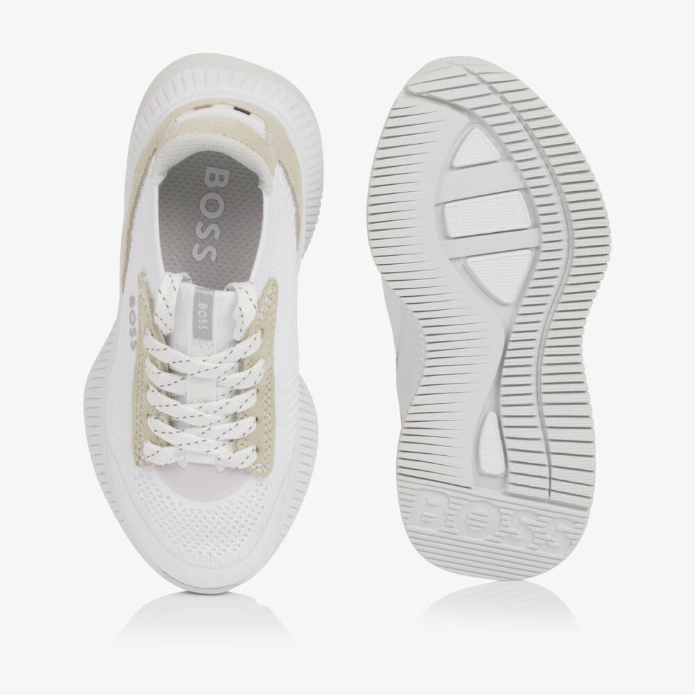 BOSS-Boys Chunky White Lace-Up Trainers | Childrensalon